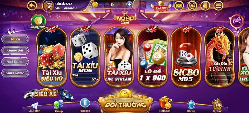Cổng game Nohu52 được thiết kế với giao diện độc đáo