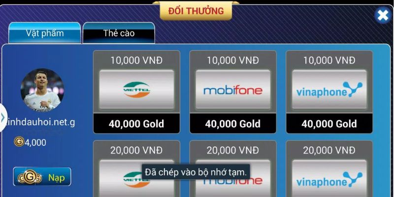 Dễ dàng rút tiền thông qua thẻ cào tại 52fun