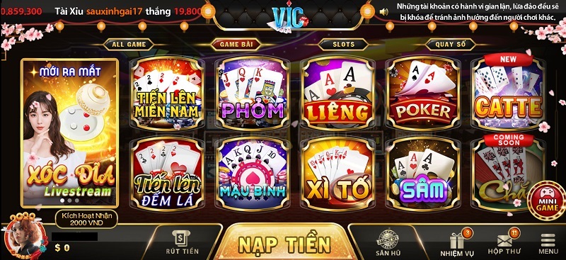 Vic club - Cổng game bài đã chơi là mê, ngại gì không thử 12 Hạng mục game bài càng chơi càng thấy hay của vic club