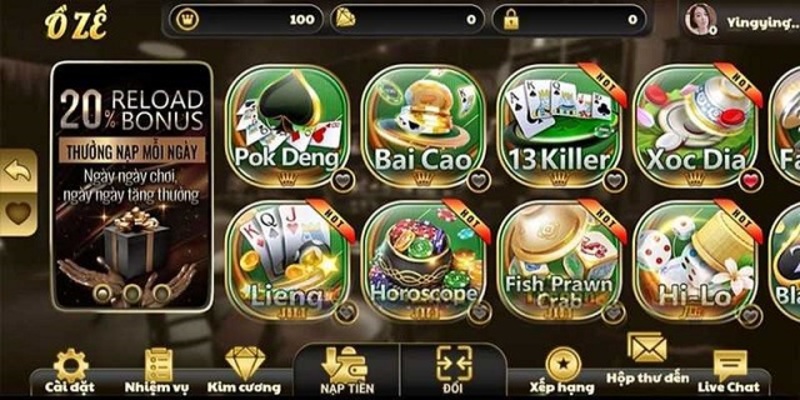 Oze6868 - Mang đến những trải nghiệm tuyệt vời cho cược thủ 12 Khám phá kho game bài đổi thưởng hấp dẫn tại oze6868