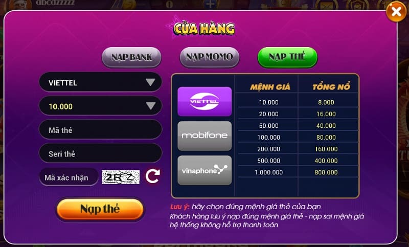Nạp tiền vào Nohu52 luôn được cược thủ đánh giá cao