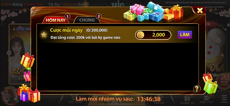 Vic club - Cổng game bài đã chơi là mê, ngại gì không thử 11 Nhận ngay 2K Xu khi hoàn thành nhiệm vụ đặt cược hàng ngày tại vic club