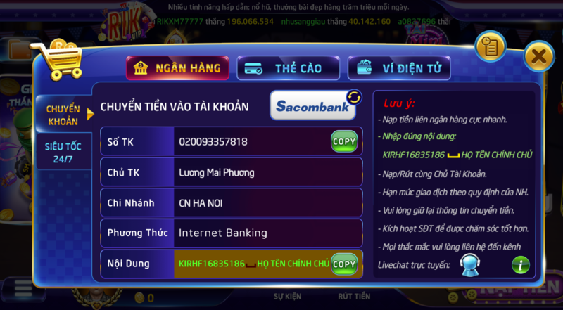 Rikvip – Sân chơi giải trí đẳng cấp hàng đầu Việt Nam 2023 12 Thao tác nạp tiền rikvip được nhiều người đánh giá cao